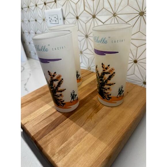 Vintage Blakely Oil & Gas Arizona Frosted Juice Glasses | Collectible | Set of 3 - Picture 2 of 8